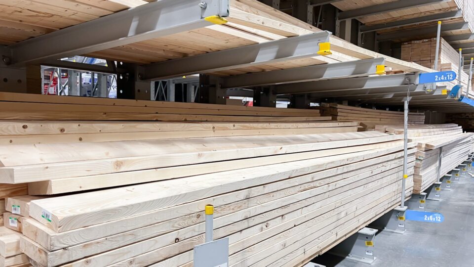 stacks of lumber.