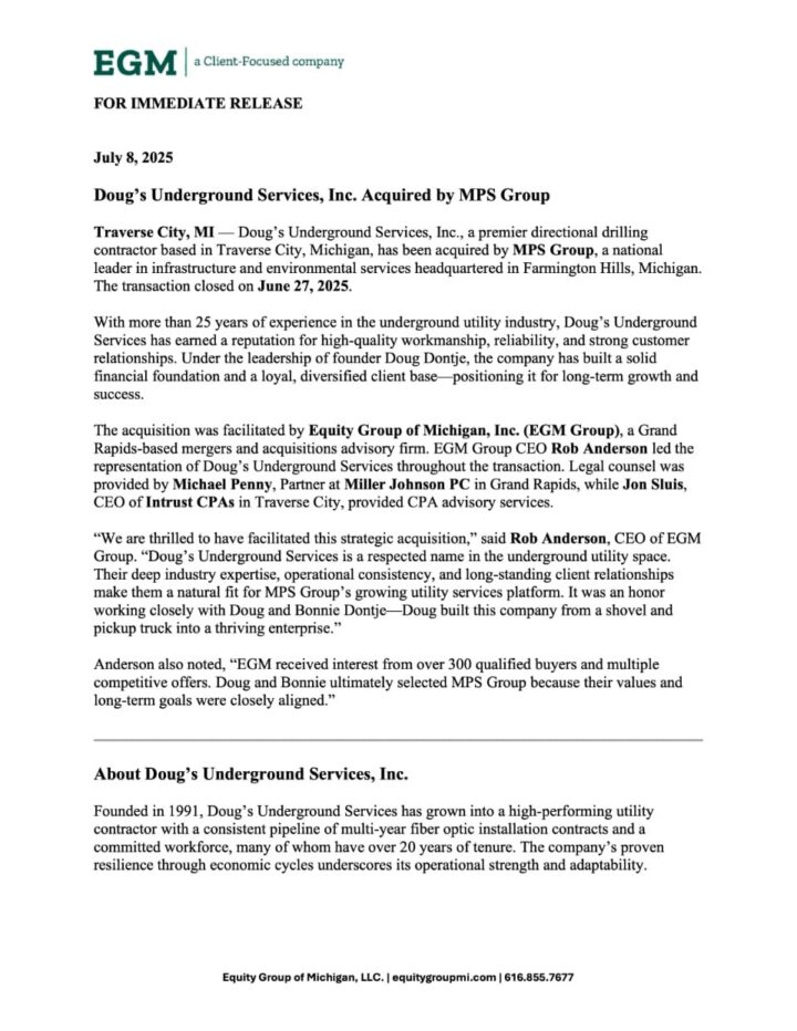 Press release doug's underground.