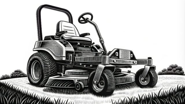 Sketch of a riding Lawn mower.