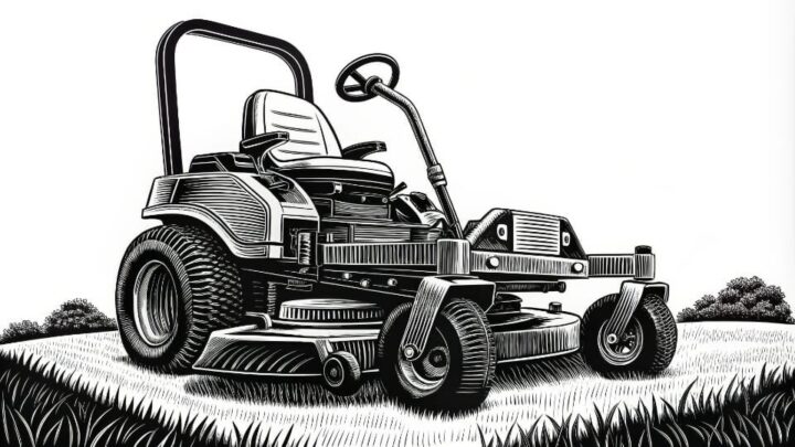 Sketch of a riding Lawn mower.