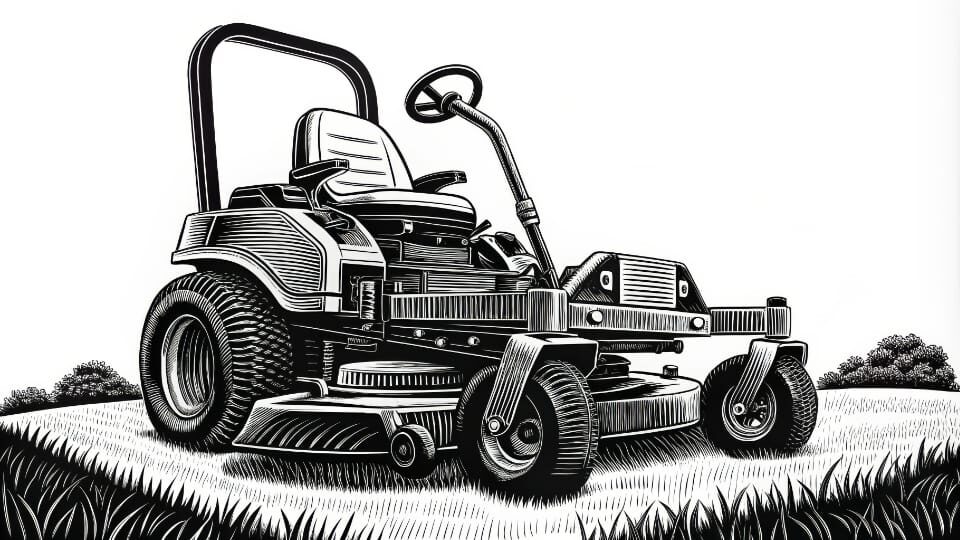 Sketch of a riding Lawn mower.