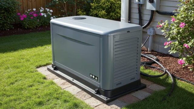 Air conditioner unit outside a house.